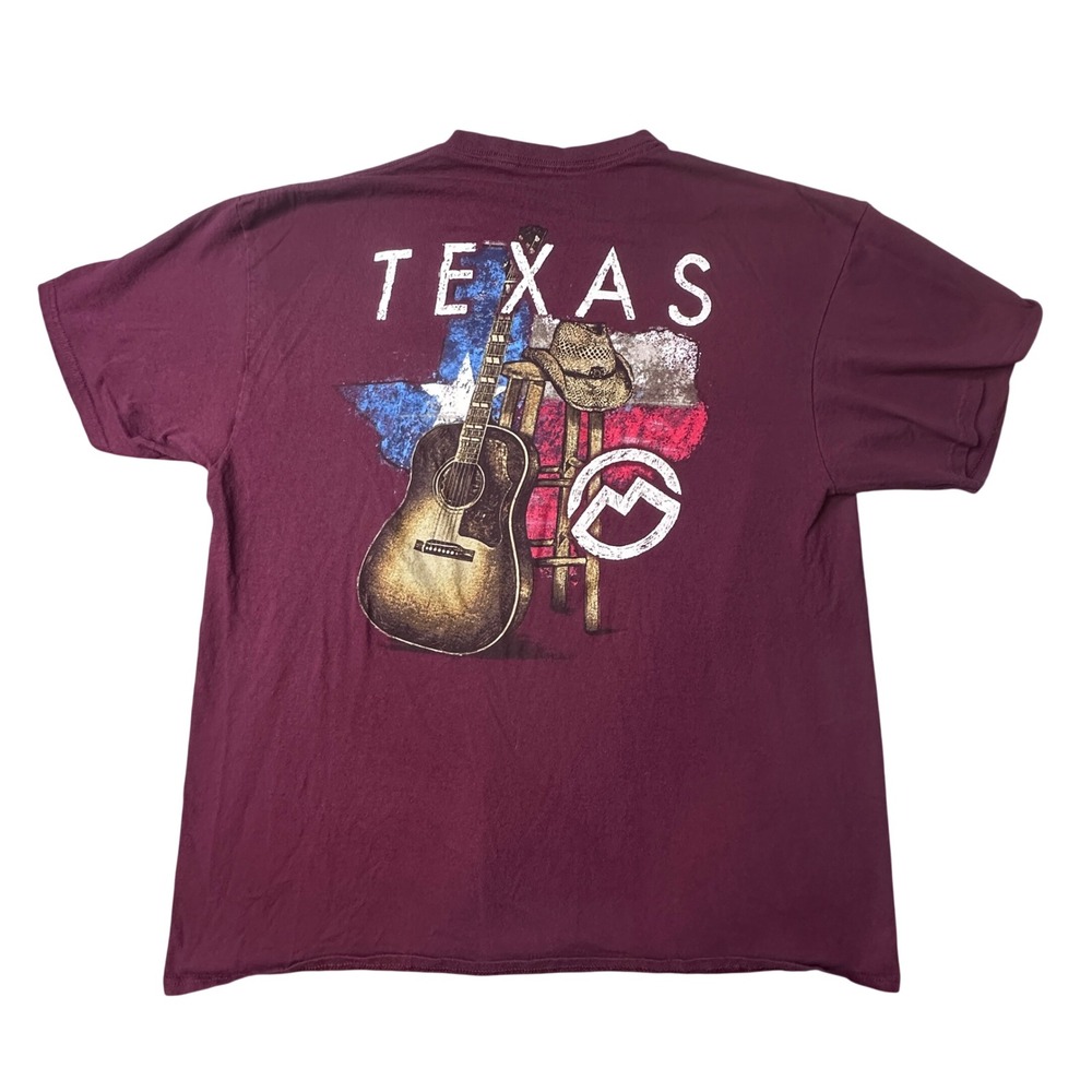 Magellan Outdoors T-Shirt Men XL Maroon Texas Guitar Graphic Short Sleeve Cotton